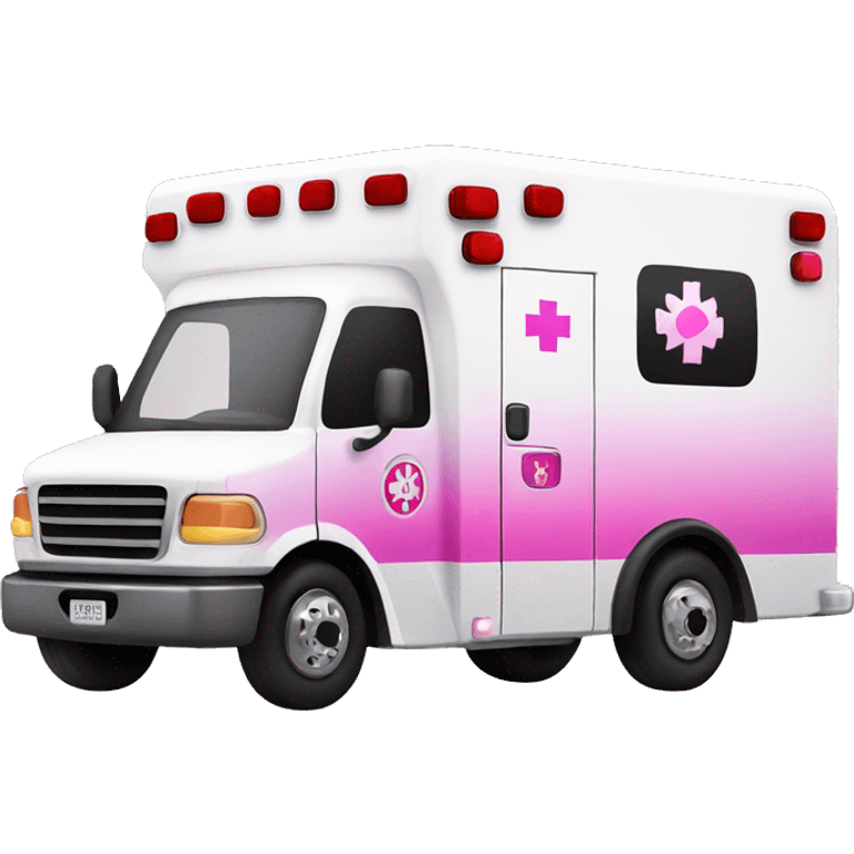 Pink ombre ambulance truck with glitter emoji