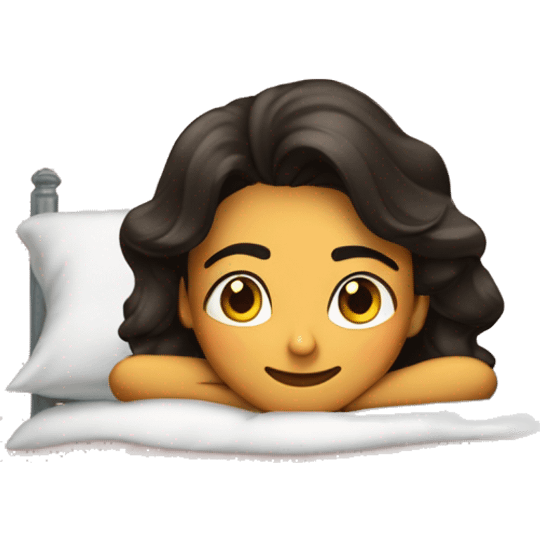 Chica morena viendo una serie en su cama emoji