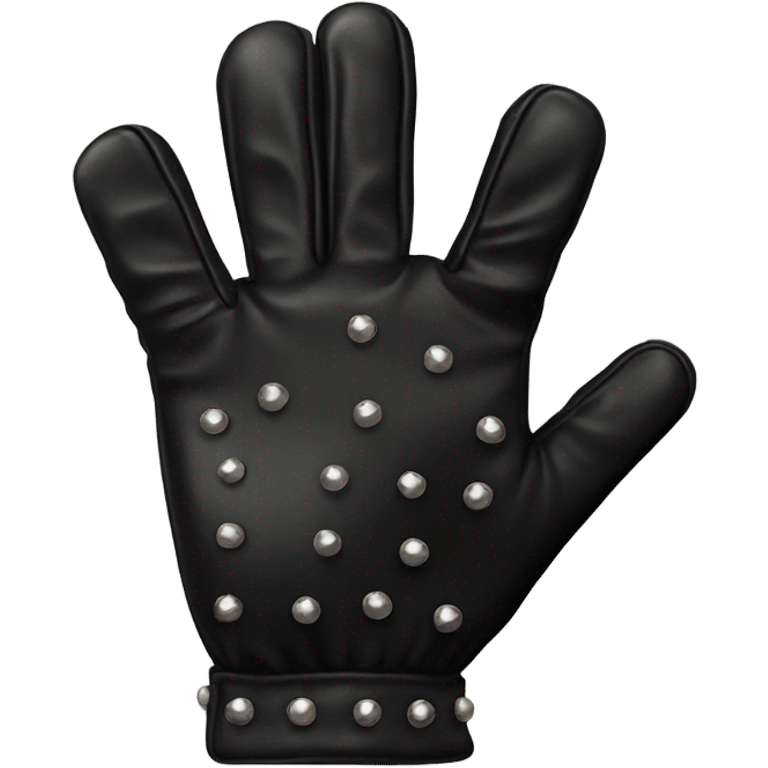 black studded leather glove with a face emoji