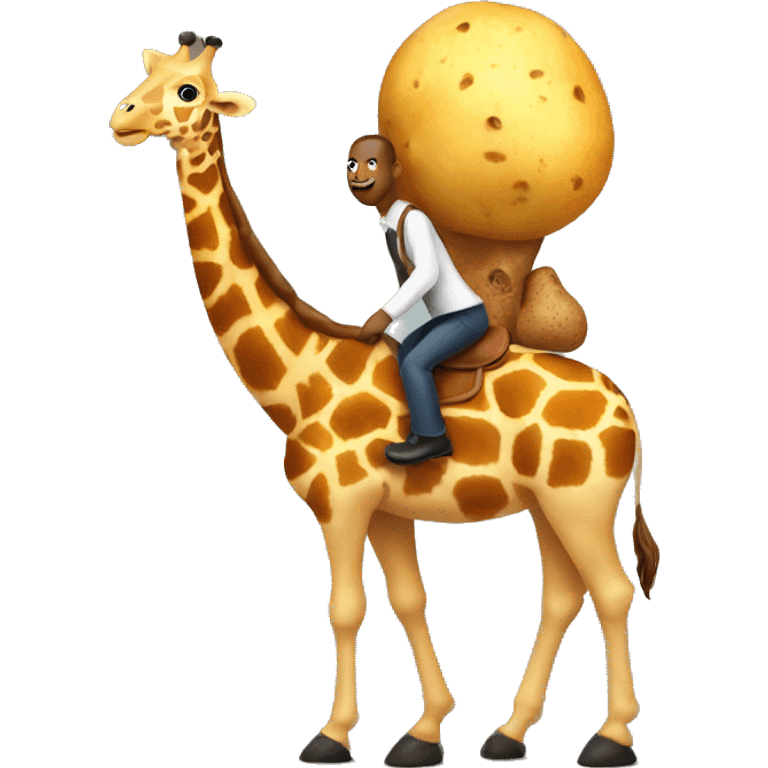 a real potato riding a giraffe  emoji