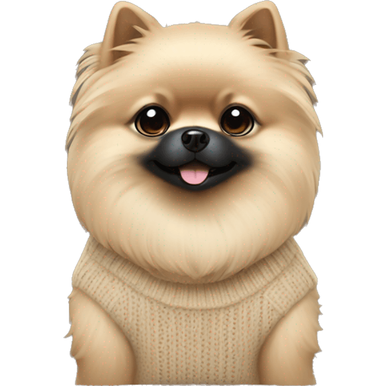 Black pomeranian wearing beige sweater emoji