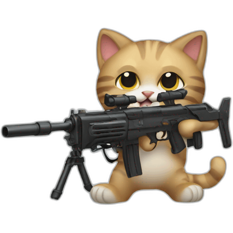 Cat firing a machine gun emoji