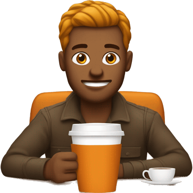 Man drinking a pumpkin spice latte working on a Mac  emoji