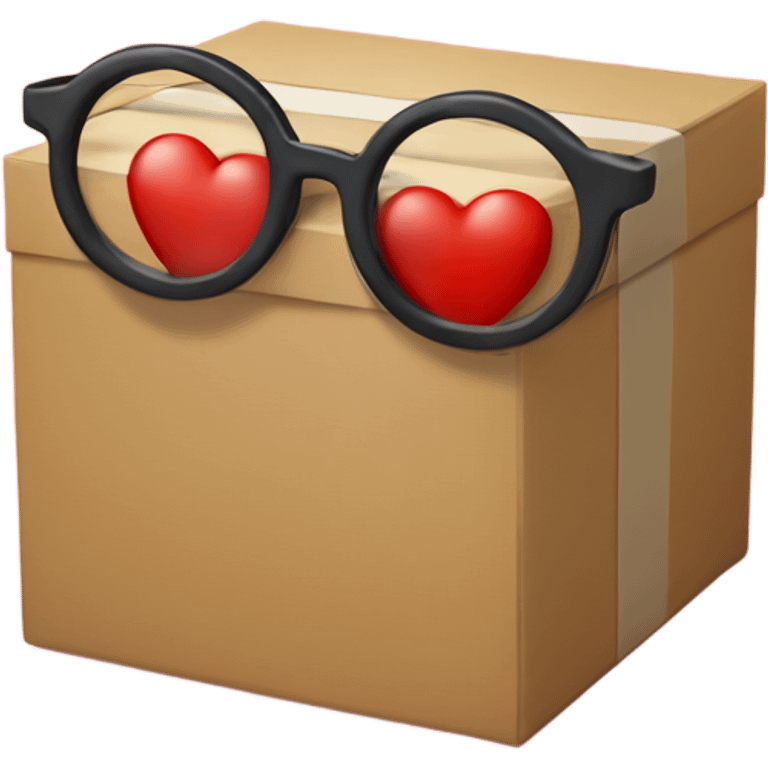 smart box with glasses on a big red heart emoji