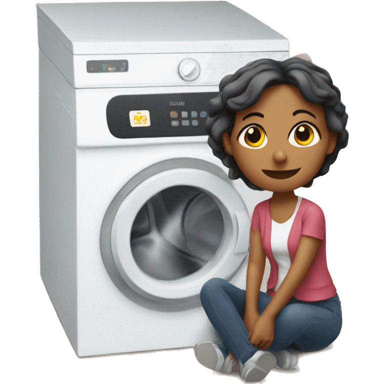 Woman sitting on washing machine  emoji