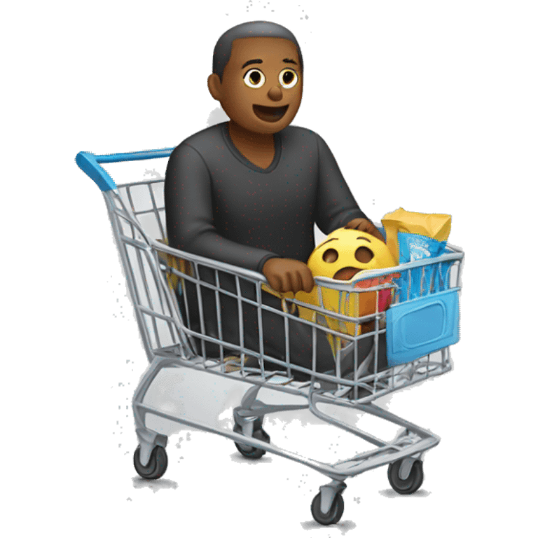 Person sitting in shopping cart emoji