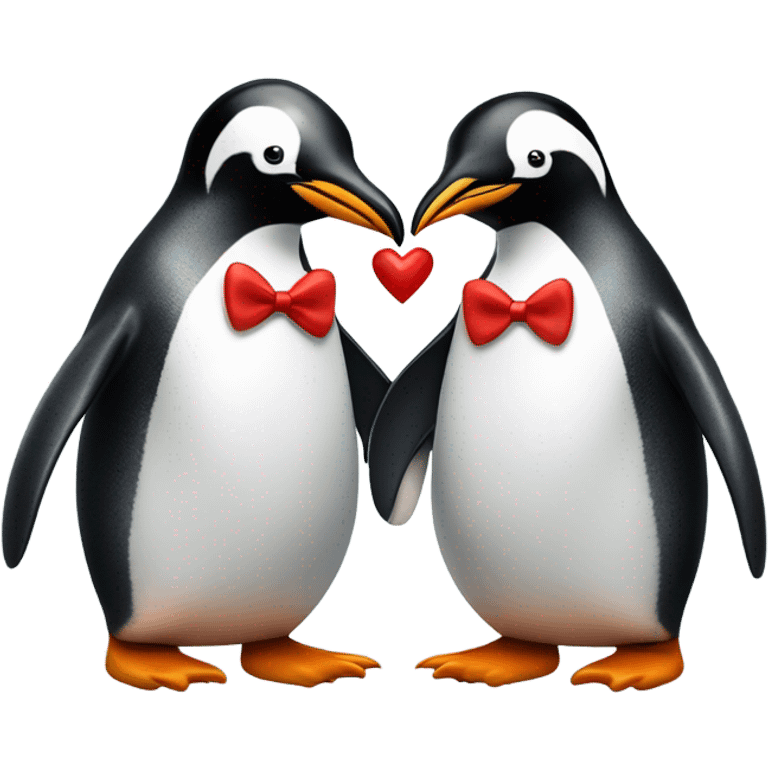 Two penguins in love celebrating valentines day emoji