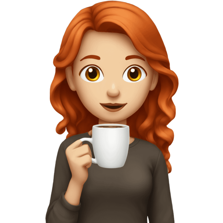 red head girl drinking coffee emoji