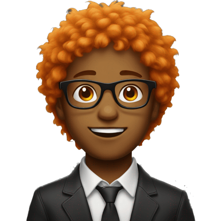 a kid with glasses and orange fluffy hair and hes black emoji