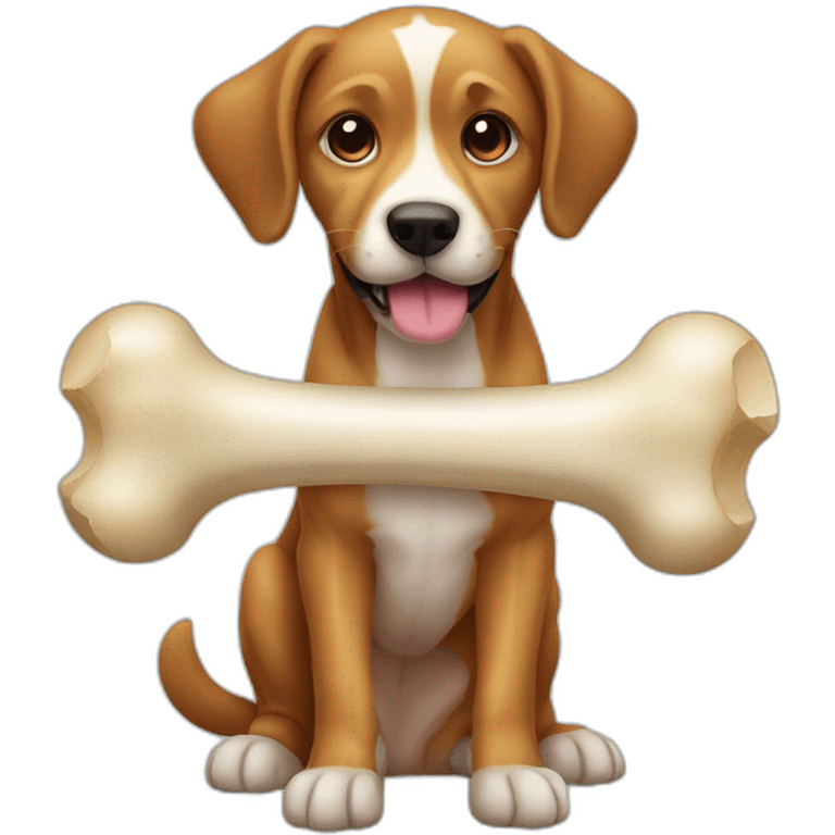 Cute dog with really big bone emoji