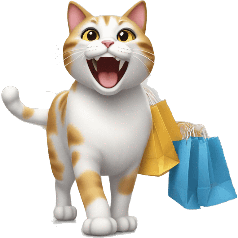 happy cat on a shopping spree emoji