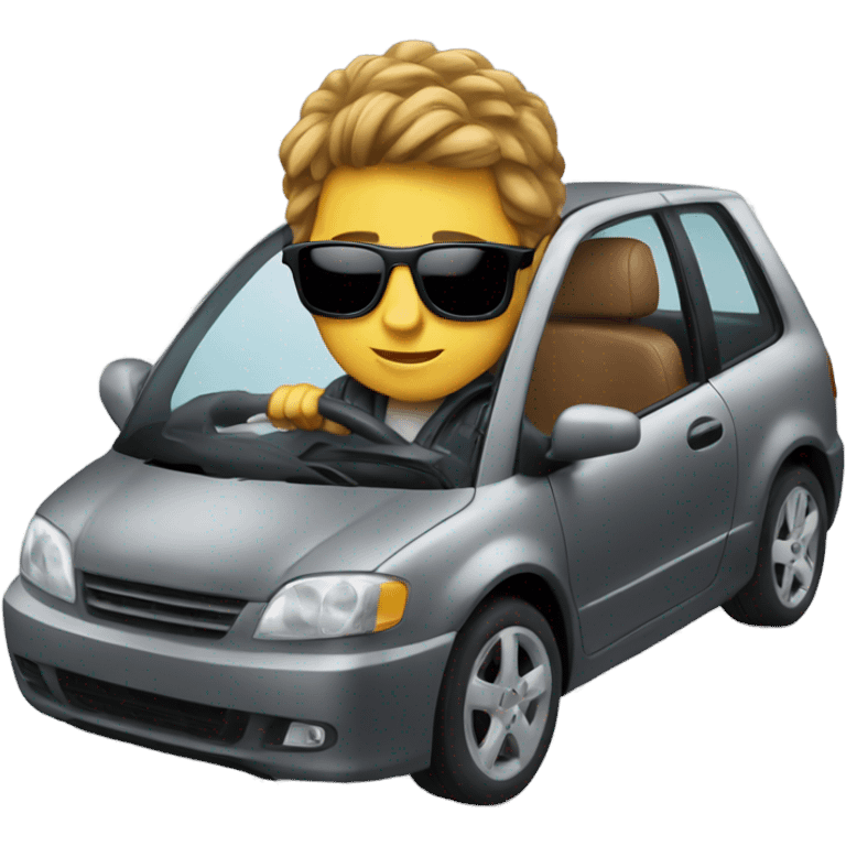 A cool boy driving a car emoji