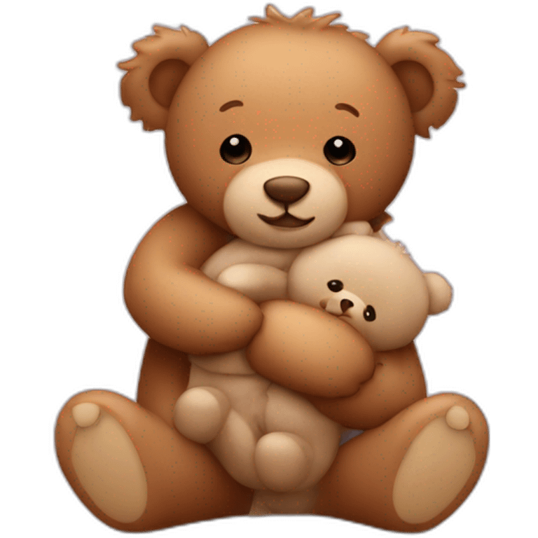 Teddy bear hugging a curly baby  emoji