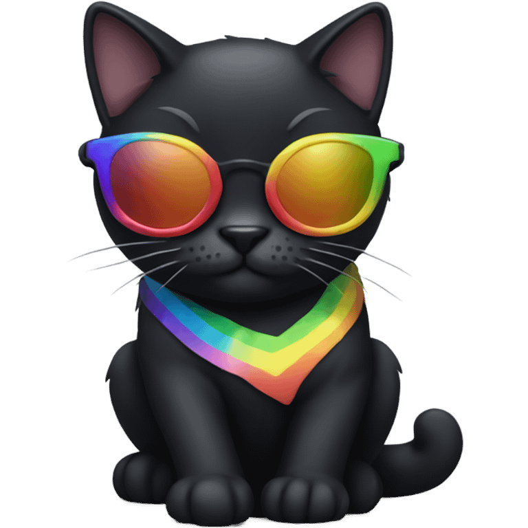 Black cat with rainbow sunglasses emoji