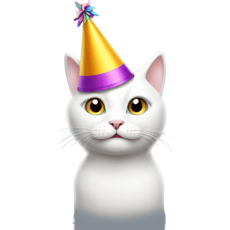 White cat with a party hat  emoji