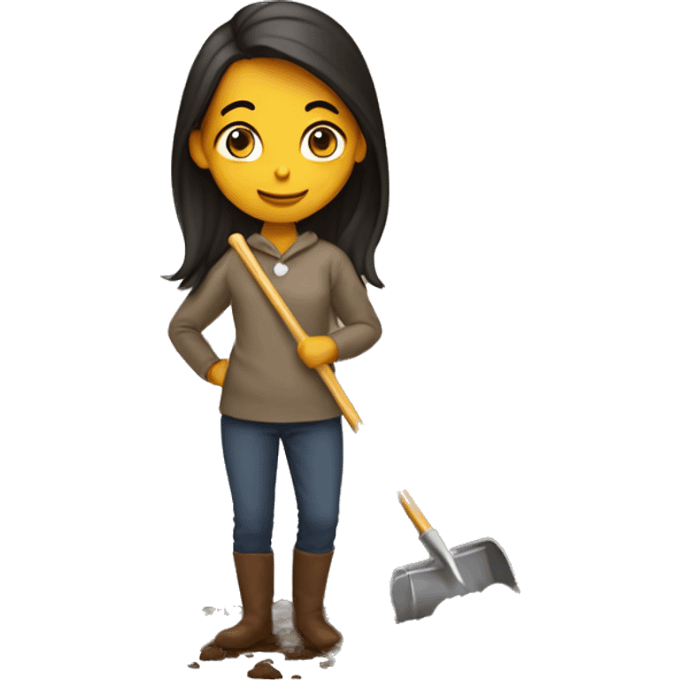 Girl shoveling horse poop emoji