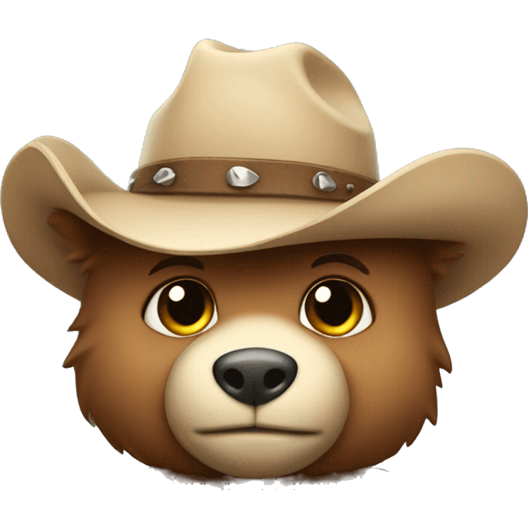 a cute shy bear in a cowboy hat emoji