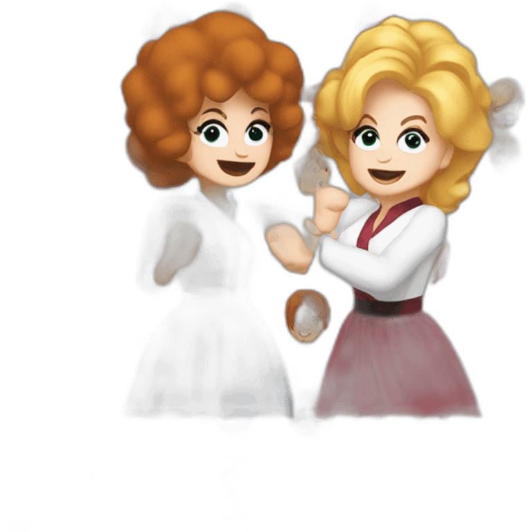 Dolly Parton and Reba Mcentire fist fighting emoji