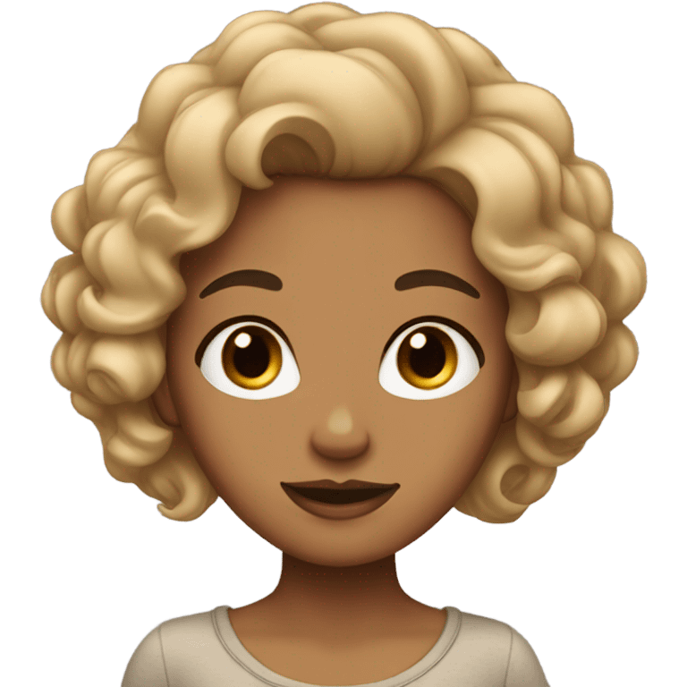 Tan girl with curled black and blonde hair emoji