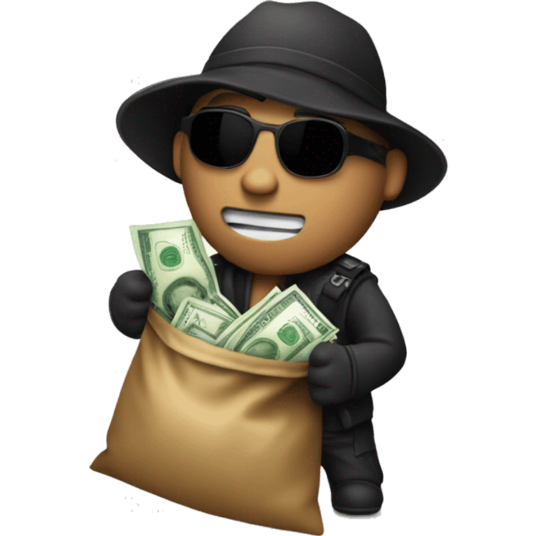 Robber with money bag on back emoji