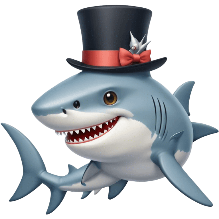 Shark with a top hat emoji