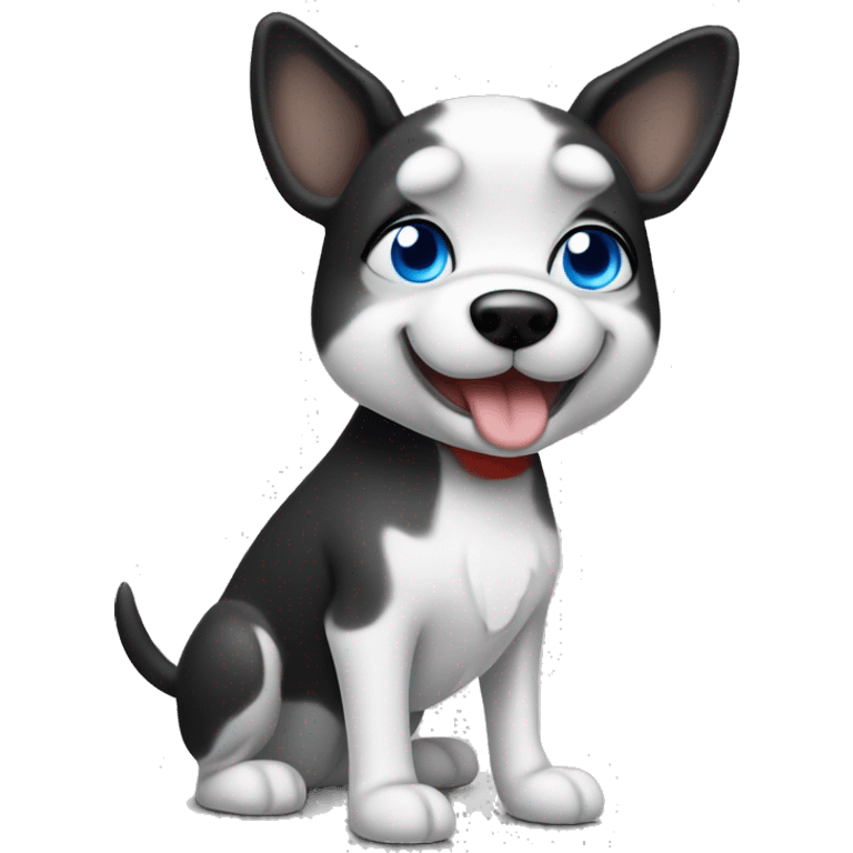 Black and white dog with blue eyes and pointy ears ￼ emoji