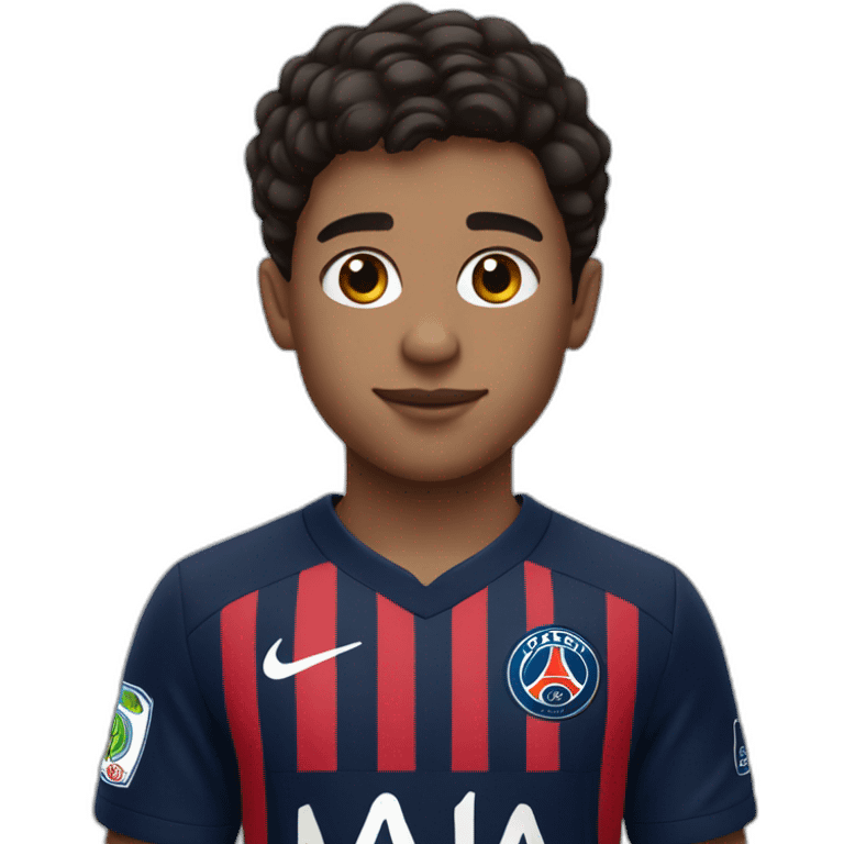 boy with black brown hair and a fade haircut with a psg jersey emoji