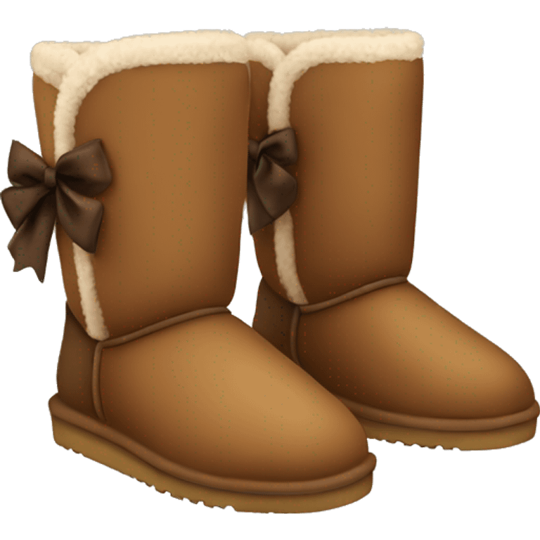 Brown uggs with brown bow on back emoji