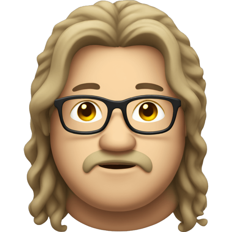 chubby man with glasses and long hair emoji