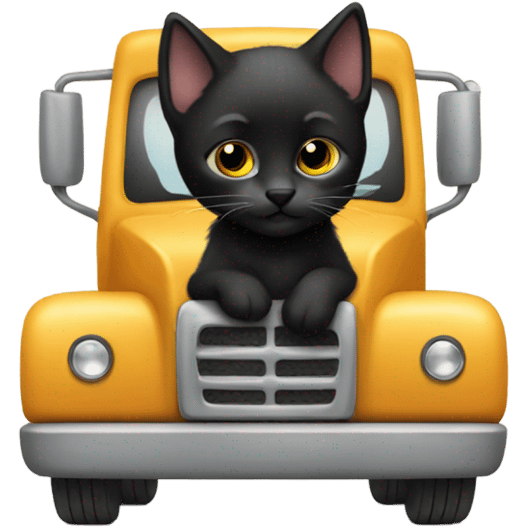 Black kitten driving a truck  emoji