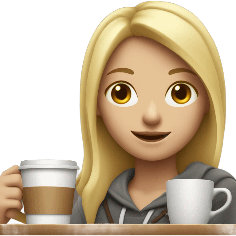 Blonde girl drinking coffee emoji