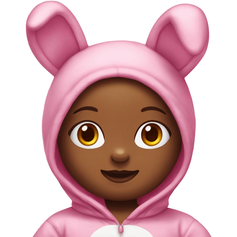 Hello kitty Wearing a pink bunny onesie  emoji