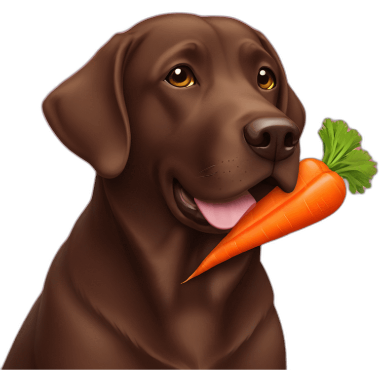 Chocolate labrador eating carrot emoji