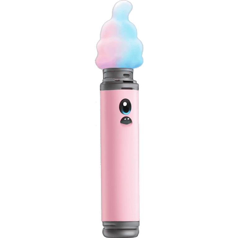 Pastel pink vape with blue light on the bottom.  emoji