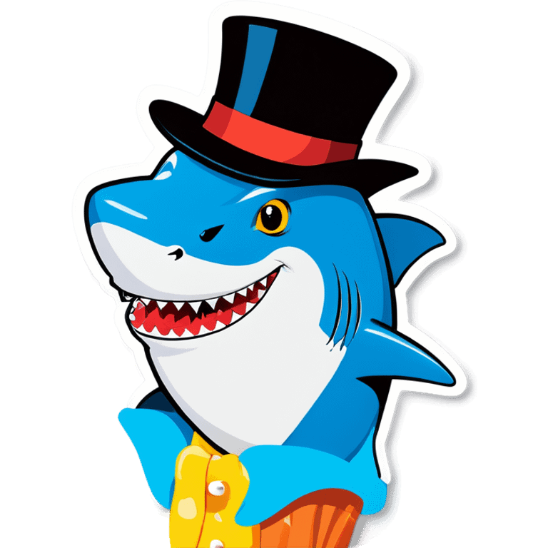 Shark with a top hat emoji