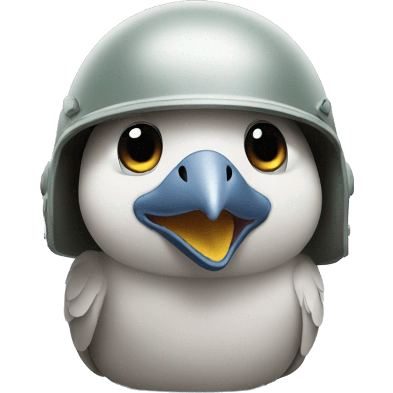 Dove crying wearing army helmet  emoji