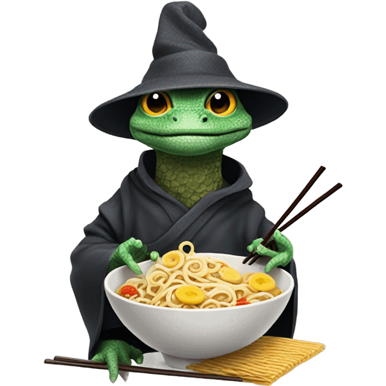 lizard wizard eating ramen emoji