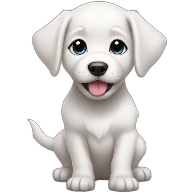 a white puppy on typhoon emoji