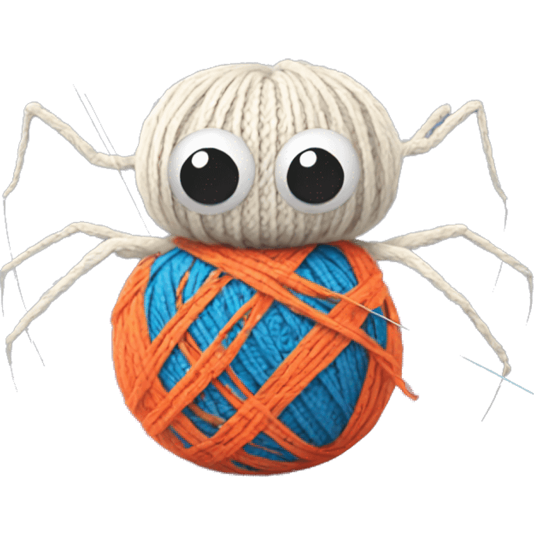 spider holding a ball of yarn and knitting needles emoji