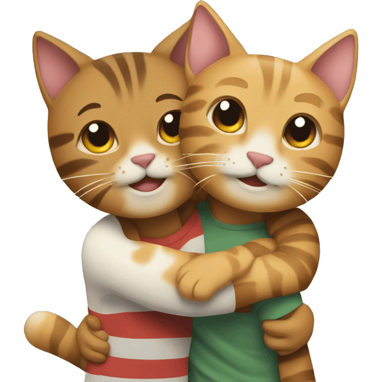 Tabby cat and gay couple hugs emoji