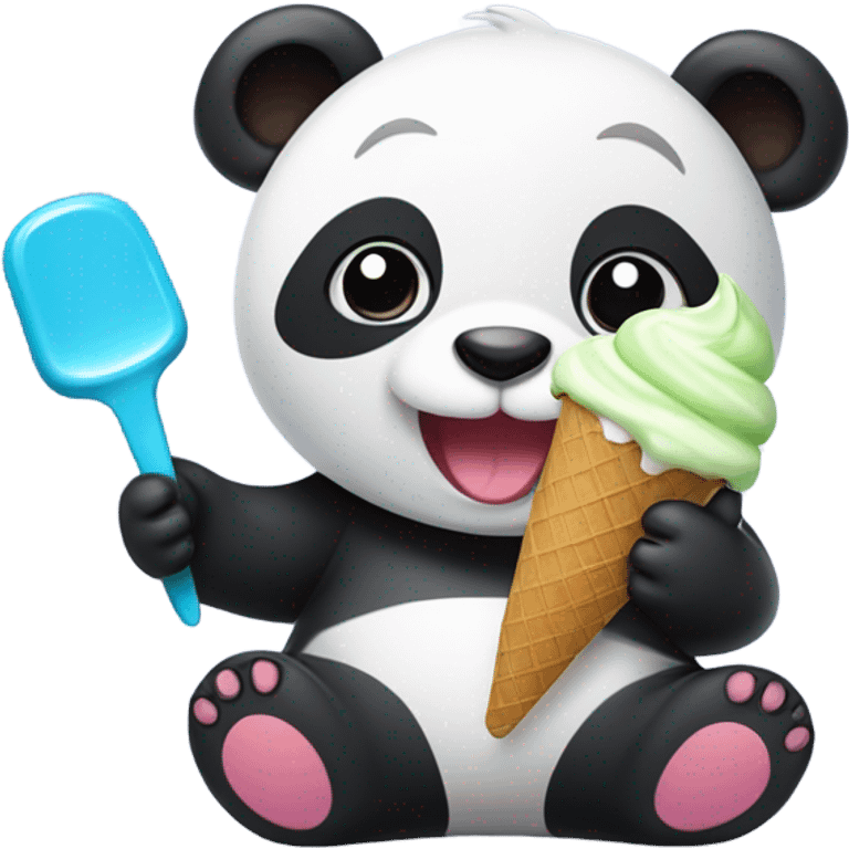 Panda eating ice cream emoji