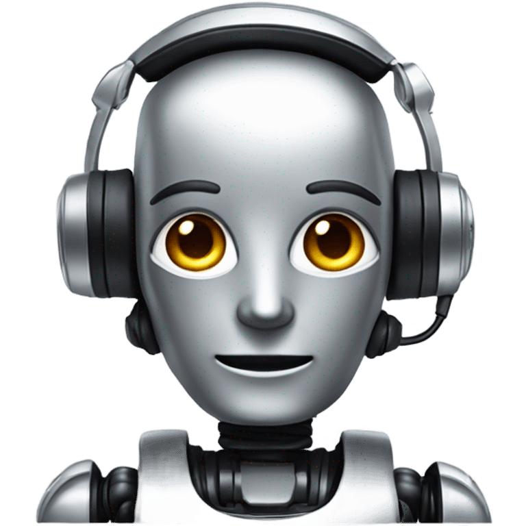 Robot facing forward wearing headset emoji