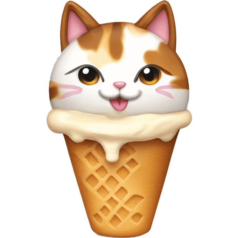 calico cat with icecream  emoji