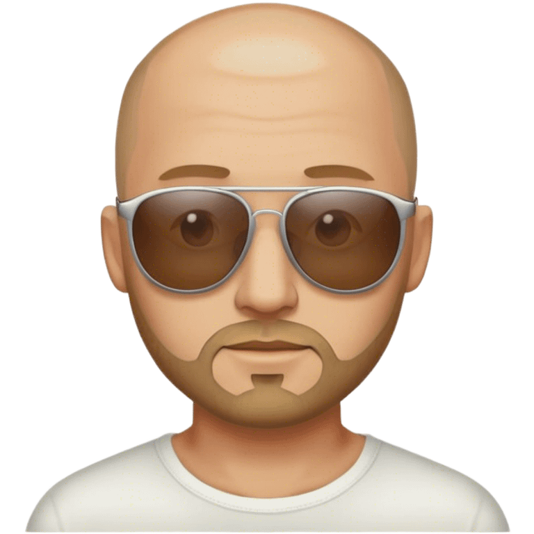 shave head, light tan complexion, short faded beard, wearing sunglasses emoji