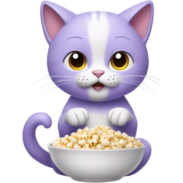 lavender cat emoji eating popcorn emoji