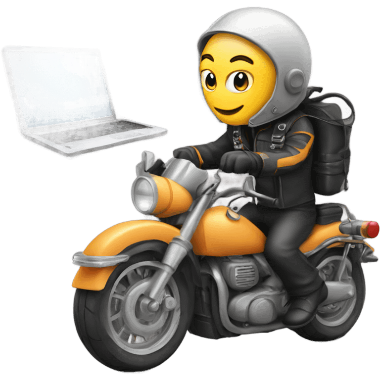 motorcykle and laptop emoji