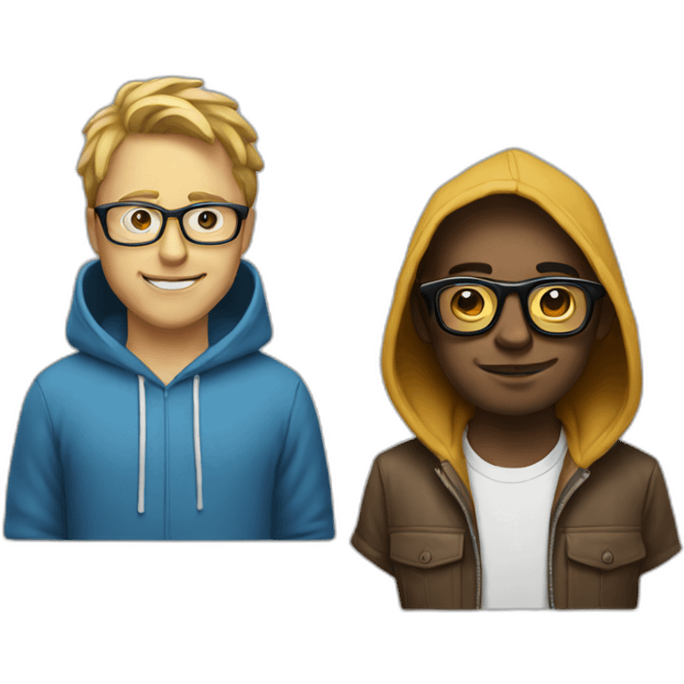 white dude with hoodie and glasses next to a nerd emoji emoji