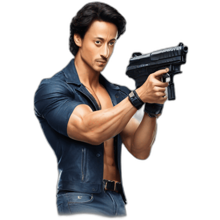 tiger shroff with gun emoji