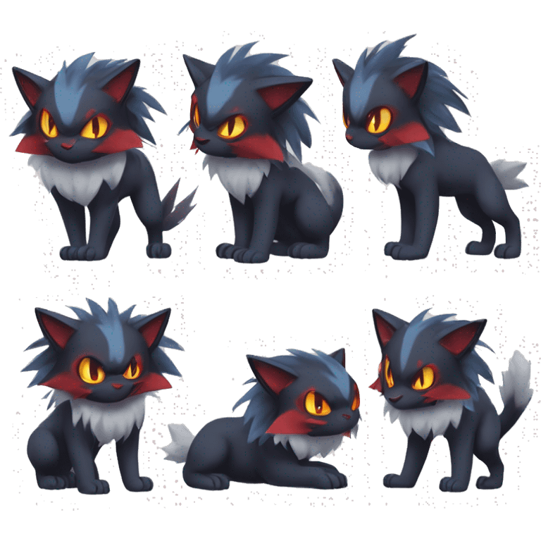 Edgy Cool Kawaii Litten-Absol-Zoroark-Pokémon Full Body emoji