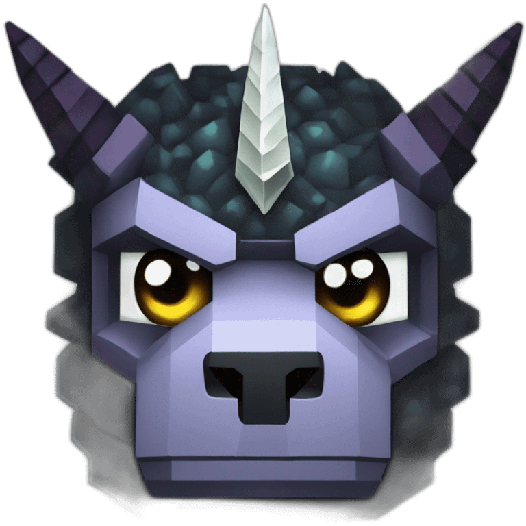 Minecraft Black Godzilla Head With Diamond Unicorn Horn and Lazer Eyes emoji